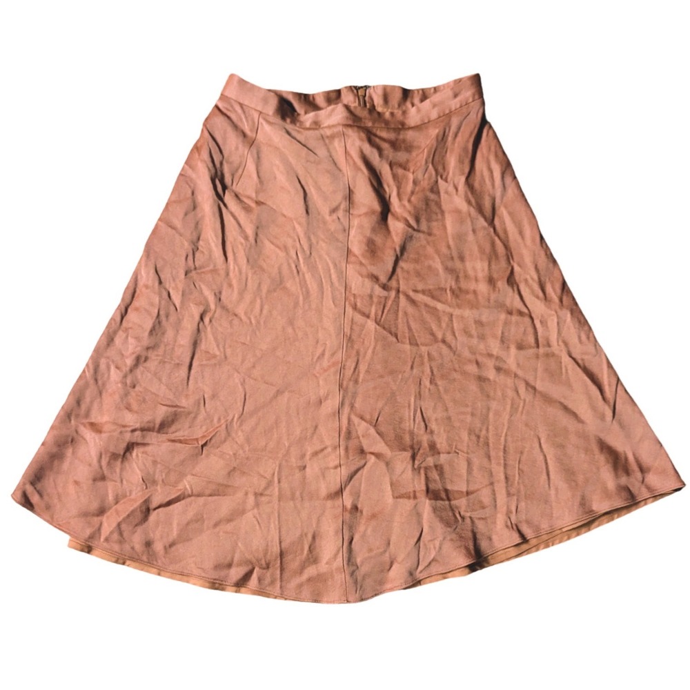 ANN TAYLOR A Line Midi Skirt Blush Rose Satin Y2K 90's Office Siren Women's Sz 0